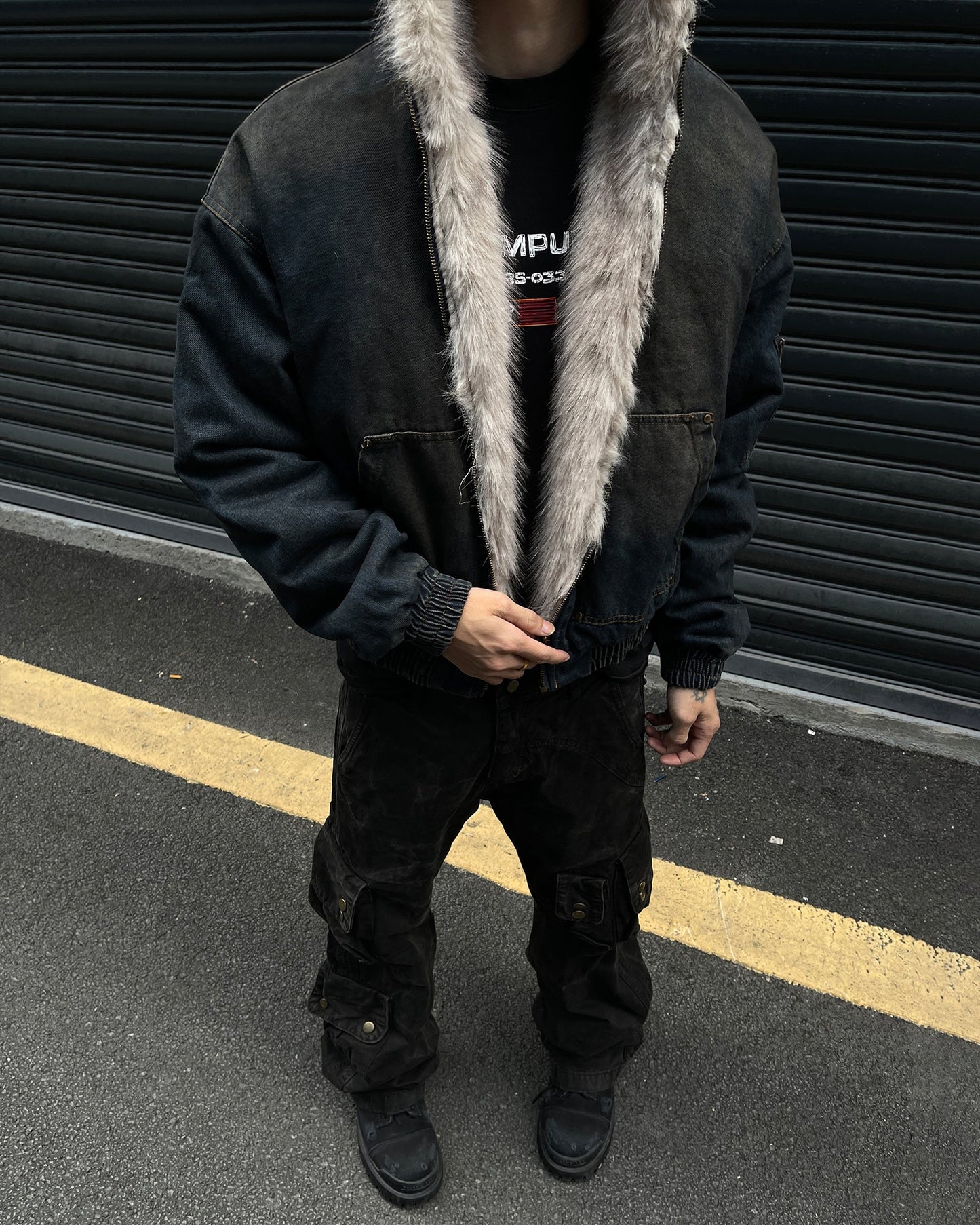 Vintage Distressed Hooded Jacket