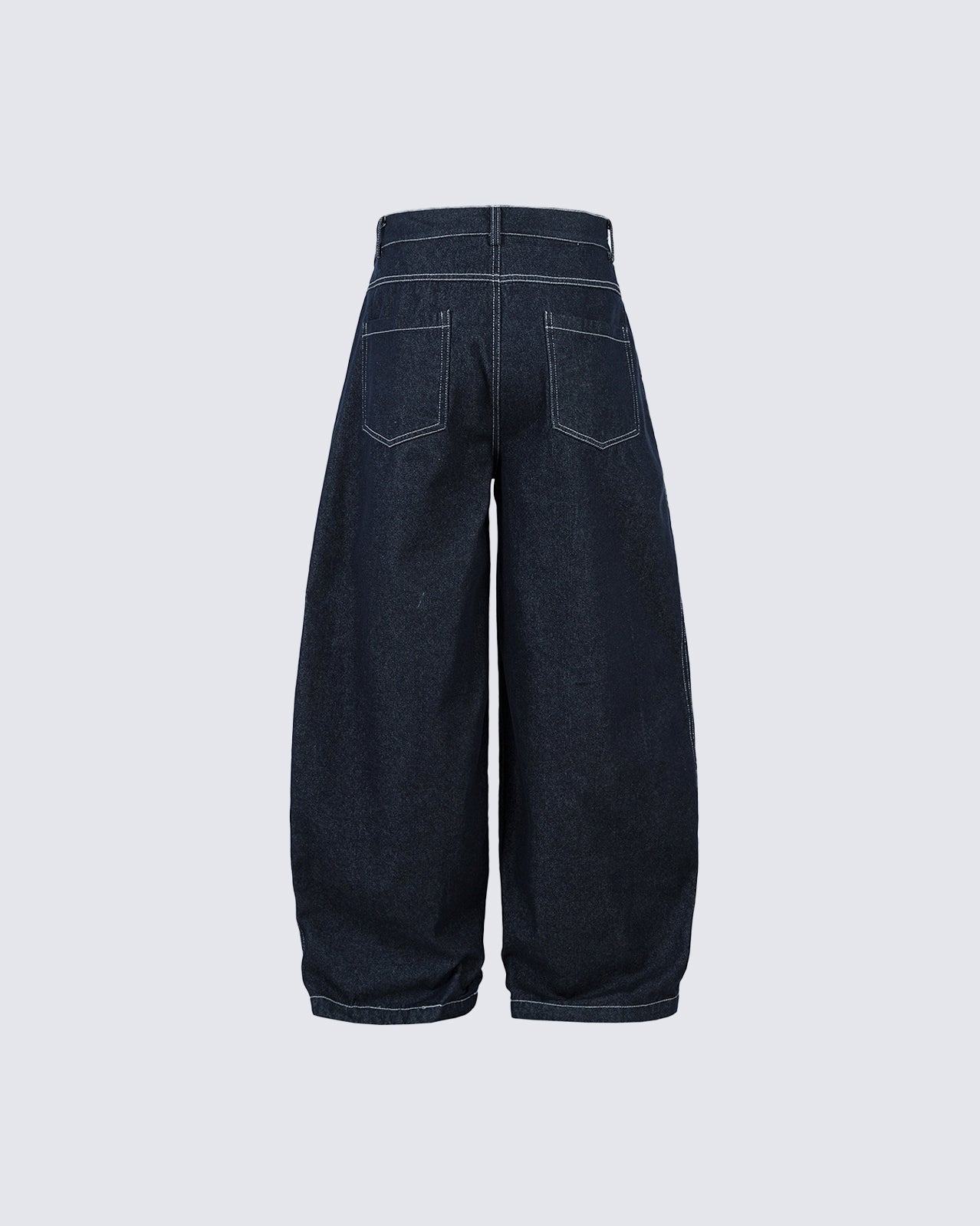 Wide-Leg Pleated Denim Trousers