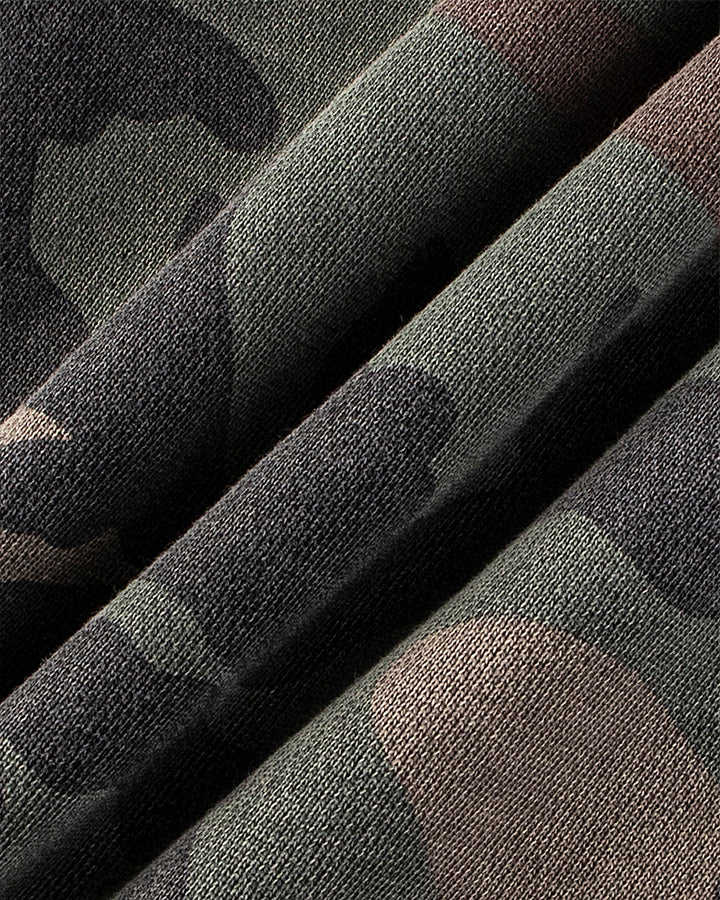 Fringe Waist Camouflage Wide-Leg Pants