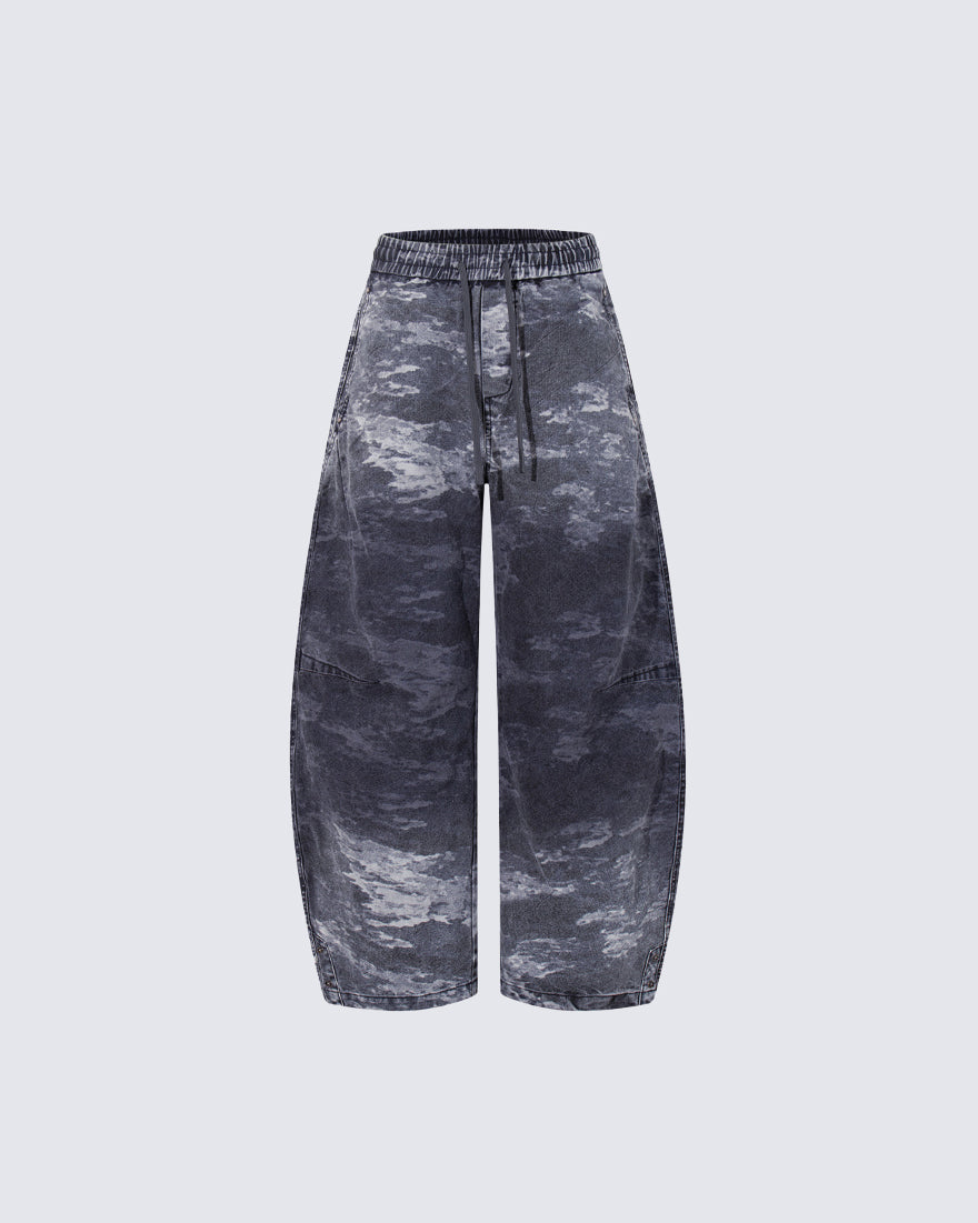 American Street Drawstring Gradient Blue Camo Scimitar Pants