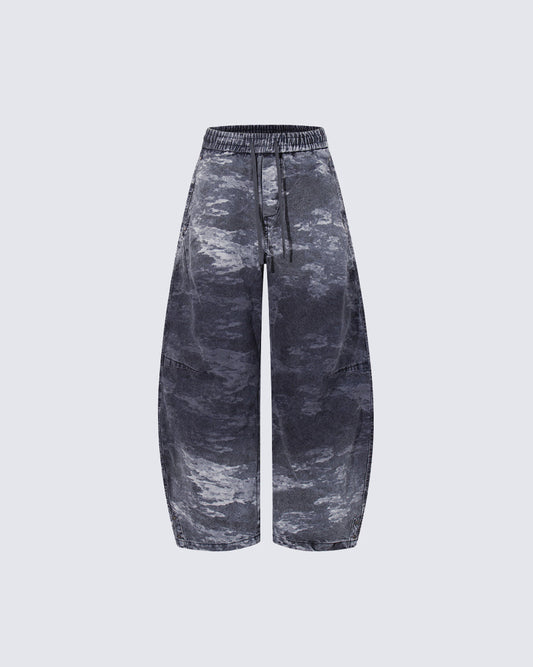 American Street Drawstring Gradient Blue Camo Scimitar Pants