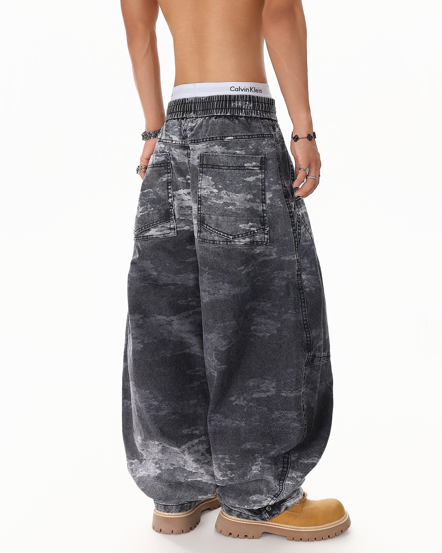 American Street Drawstring Gradient Blue Camo Scimitar Pants