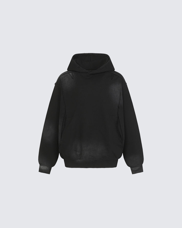 American Street Style Irregular Hooded Sweatshirt