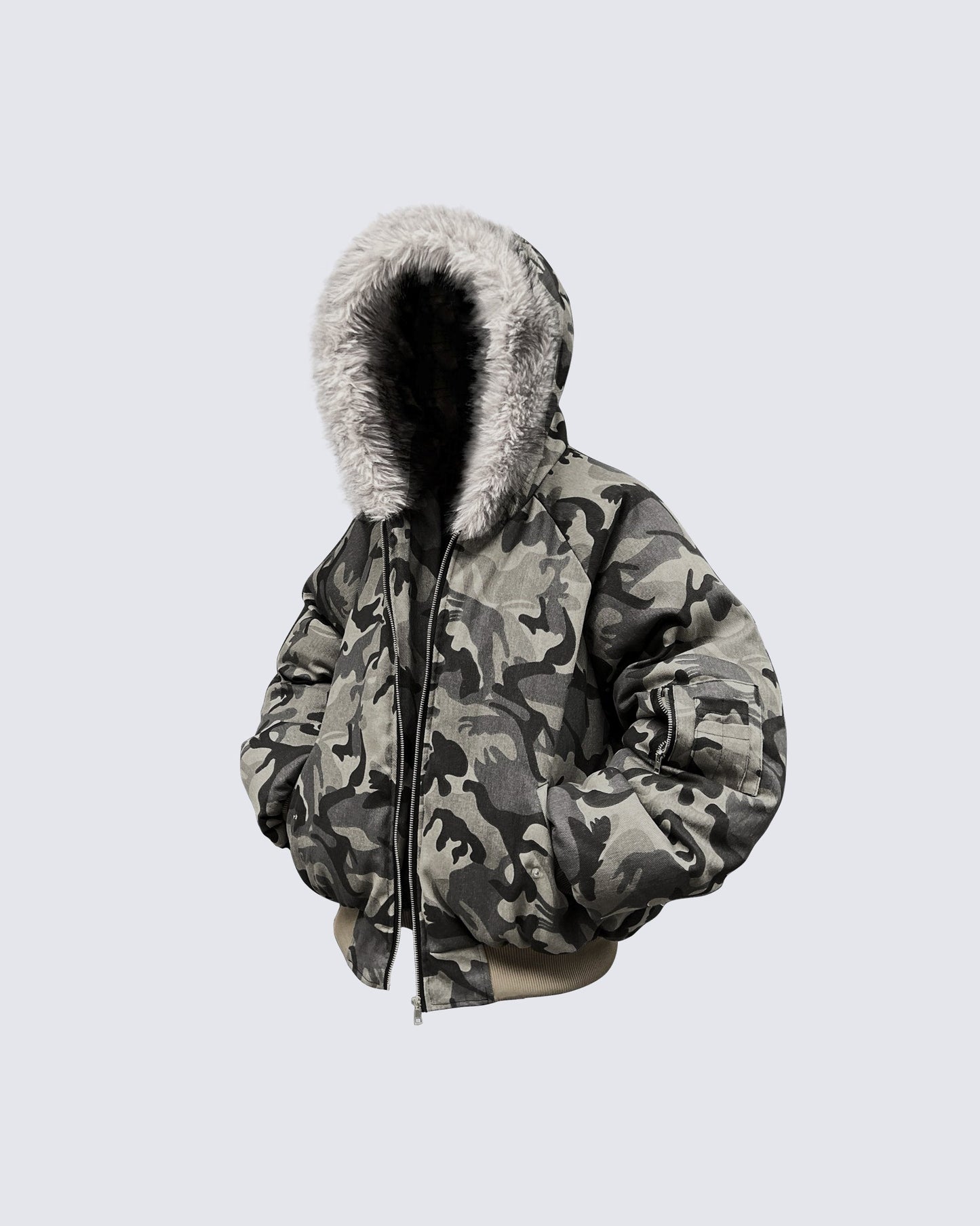 Camouflage Fur-Collar Flight Jacket