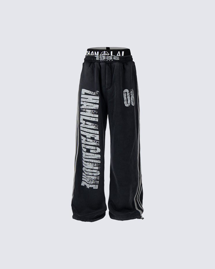 American Vintage Distressed Double-Waist Sweatpants