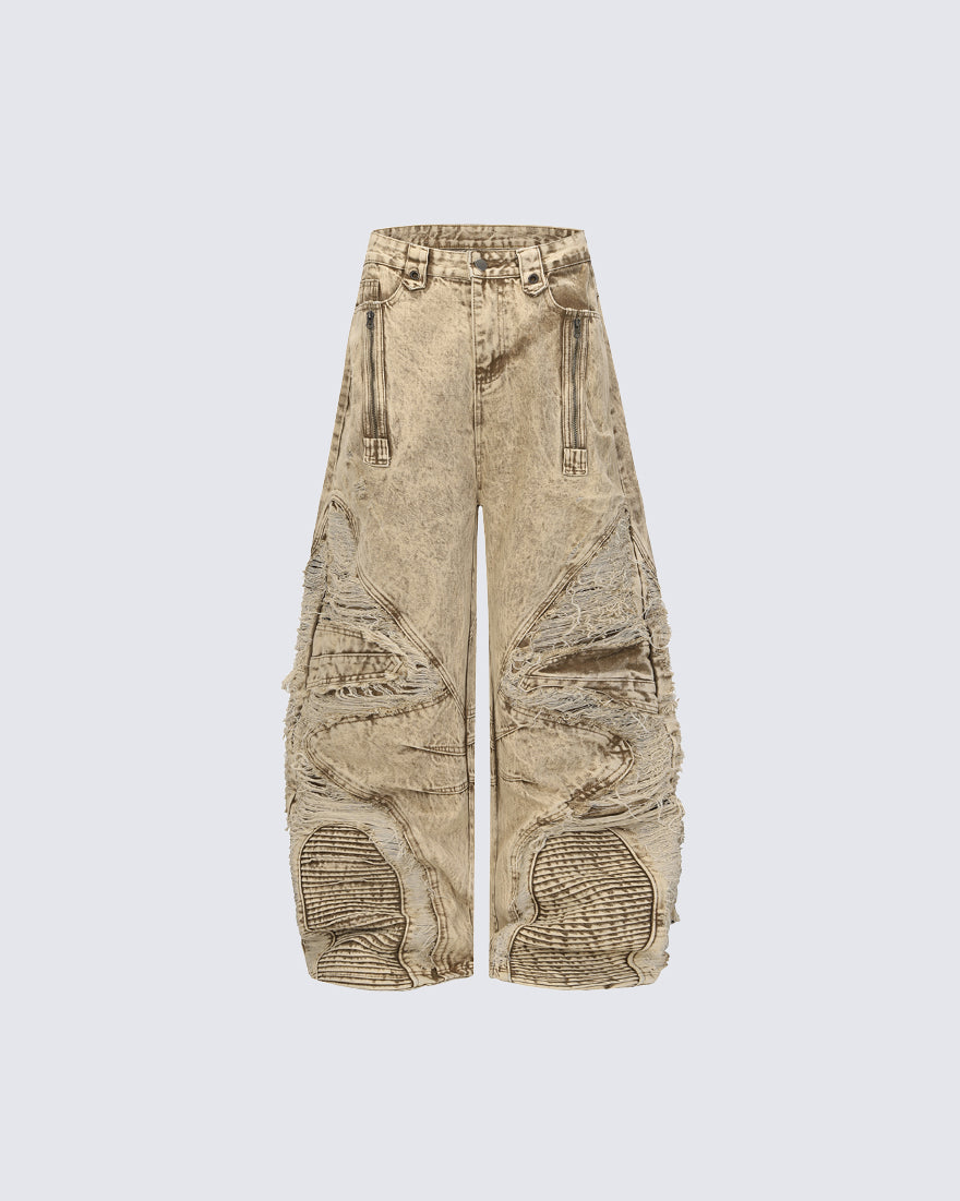 American Retro Distressed Wax-Dyed Jeans