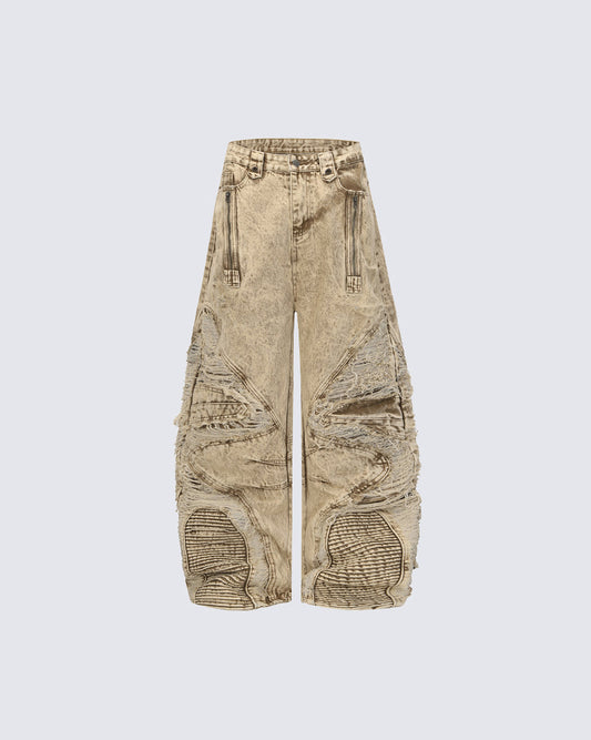 American Retro Distressed Wax-Dyed Jeans