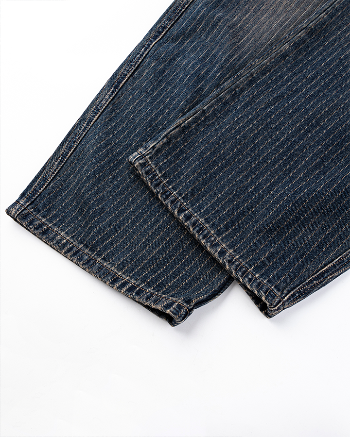 Vintage Wide-Leg Curved Seam Denim Pants