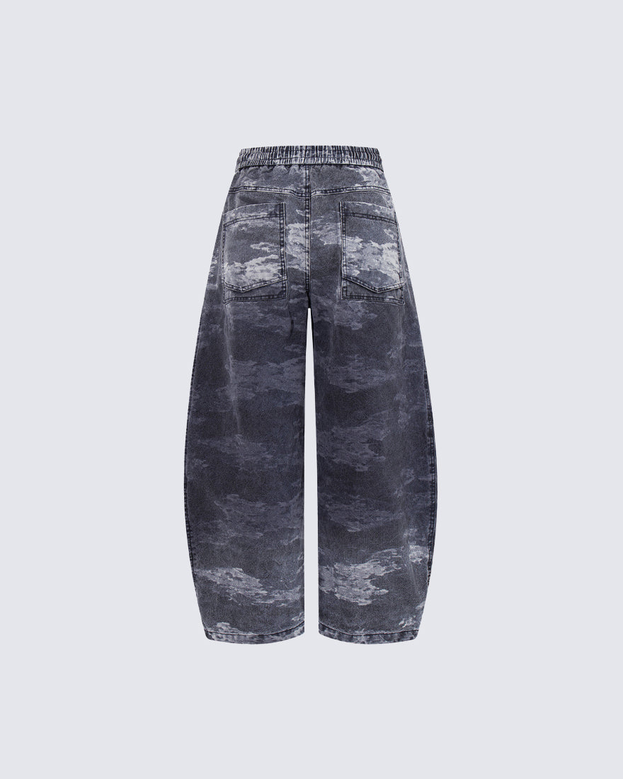 American Street Drawstring Gradient Blue Camo Scimitar Pants