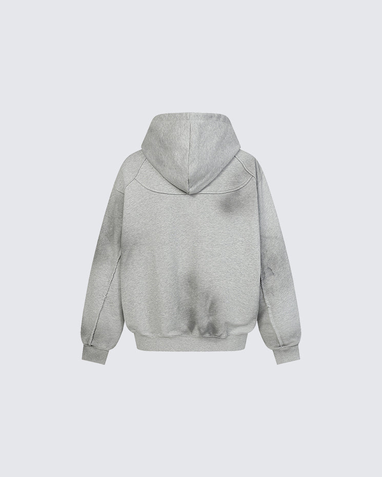 American Street Style Irregular Hooded Sweatshirt