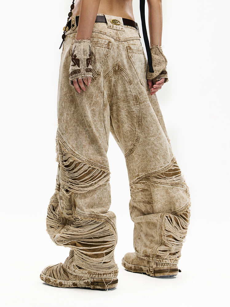 American Retro Distressed Wax-Dyed Jeans