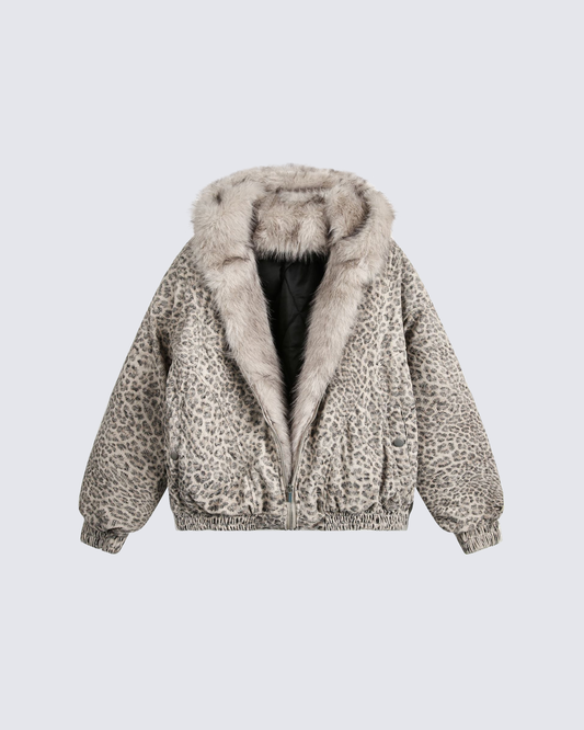 American Street Leopard Padded Cotton Jacket