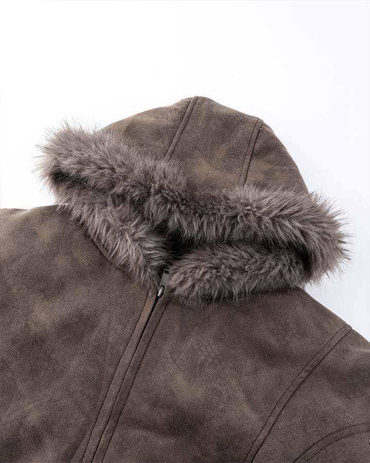 Faux Fur-Lined Hooded Jacket