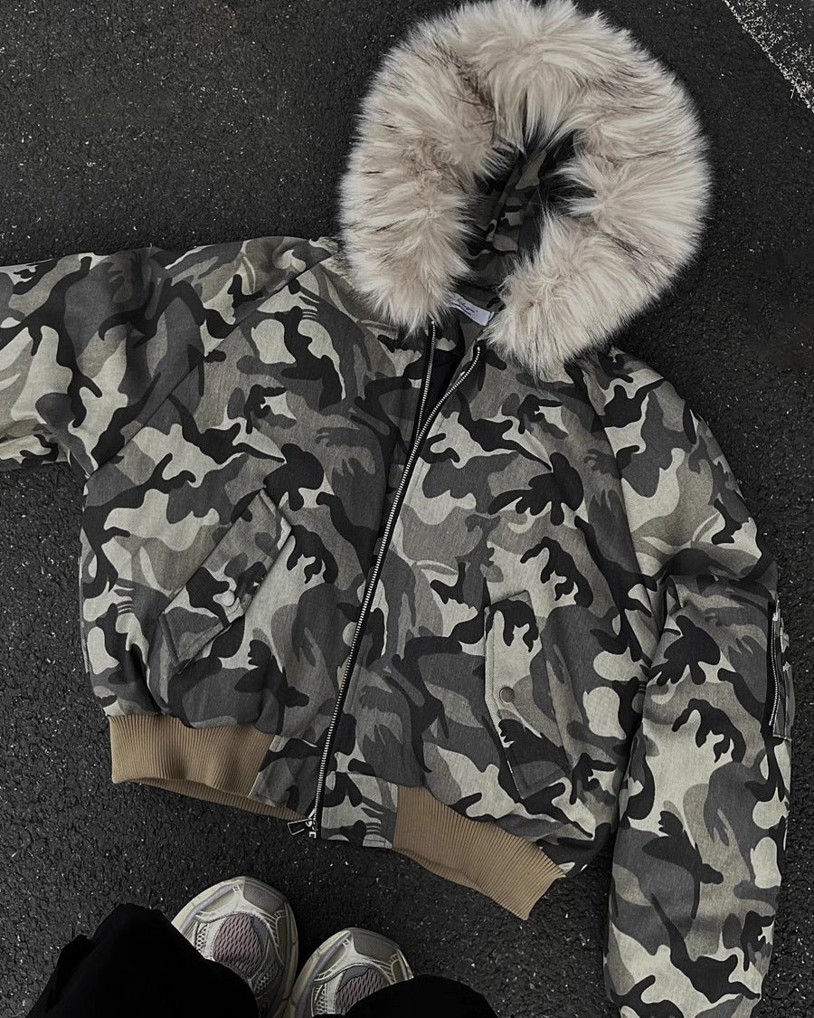 Camouflage Fur-Collar Flight Jacket