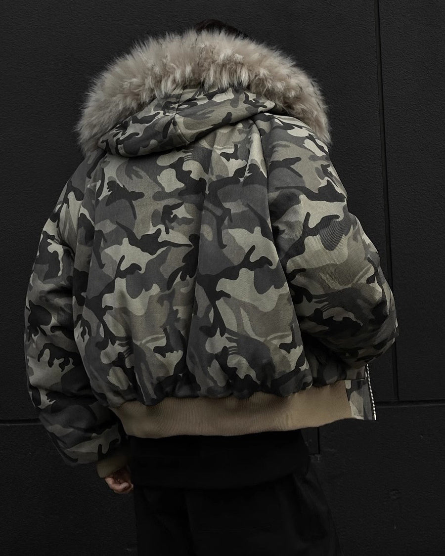 Camouflage Fur-Collar Flight Jacket