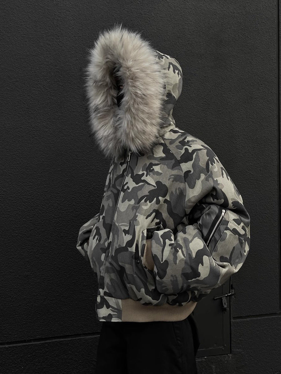Camouflage Fur-Collar Flight Jacket