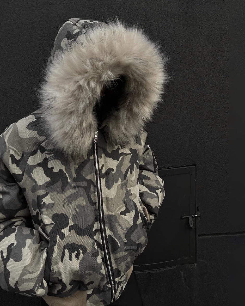 Camouflage Fur-Collar Flight Jacket