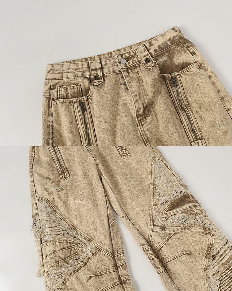 American Retro Distressed Wax-Dyed Jeans