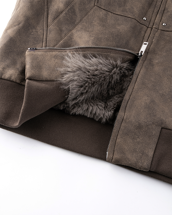 Faux Fur-Lined Hooded Jacket