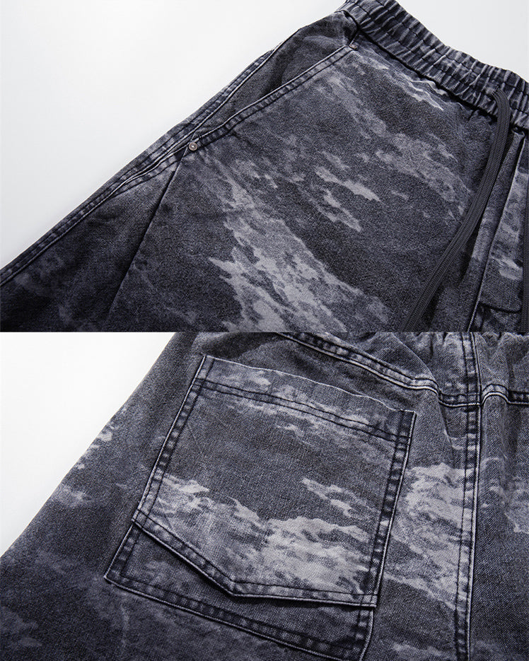 American Street Drawstring Gradient Blue Camo Scimitar Pants