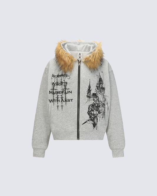 American Street Style Printed Hoodie Jacket