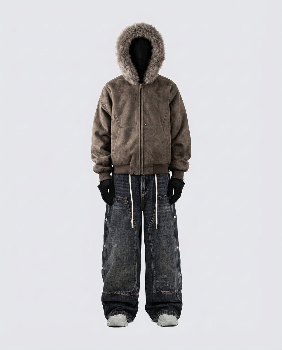 Faux Fur-Lined Hooded Jacket